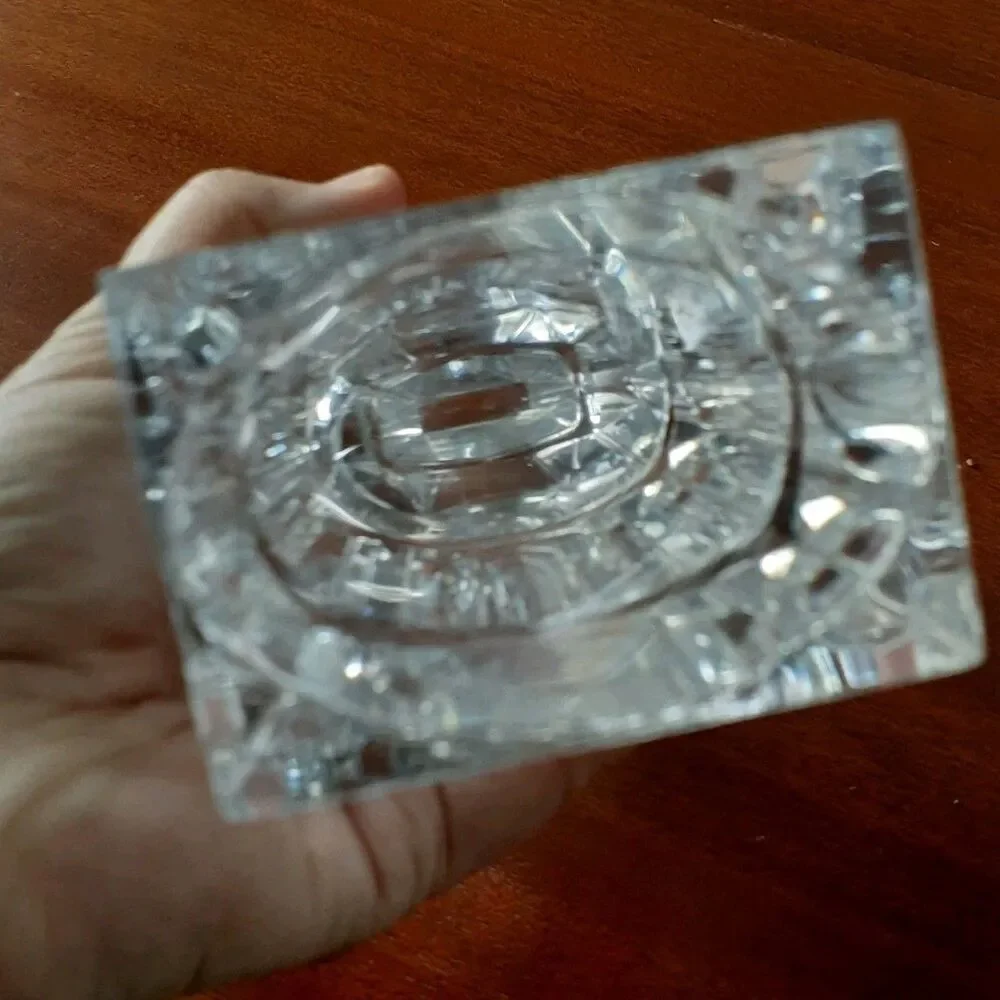 Heavy lead Crystal Bud Vase blocky Rectangular Shape glass flower vase block